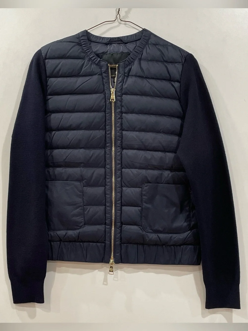 Massimo Dutti Quilted Down Navy Jacket, Size S